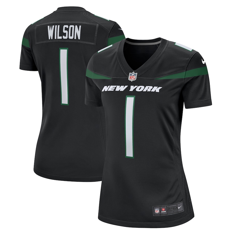 Custom Womens #1 Zach Wilson New York Jets Nike Black Alternate 2021 NFL Draft First Round Pick Game Jersey